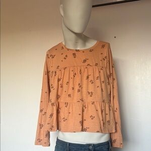 Sonoma girls Floral Peach Long Sleeve Top tunic size XXL
